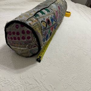 Embroidered Colorful Bolster Pillow